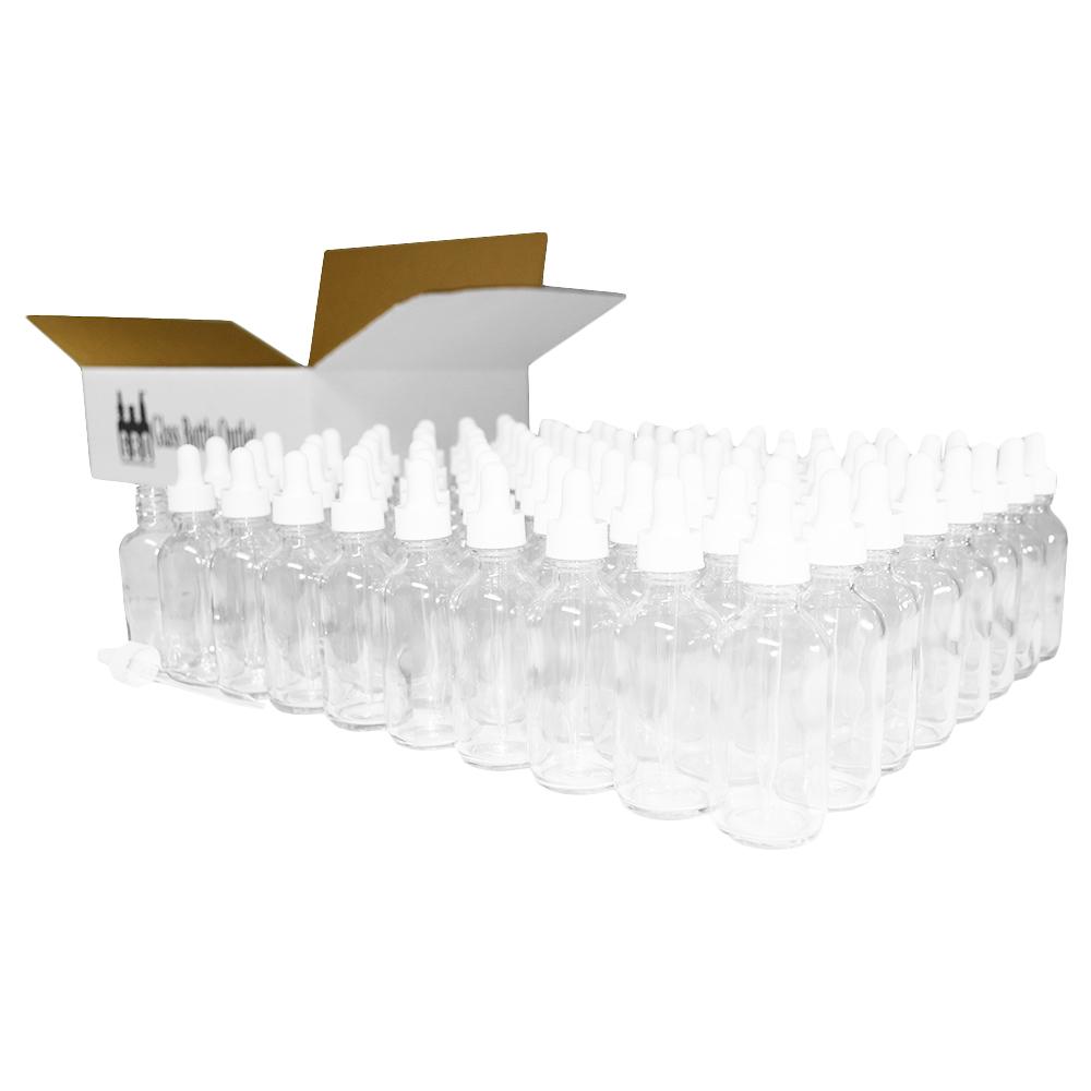 2 oz. Clear Boston Round with White Glass Dropper (20/400) (V20) (V8)