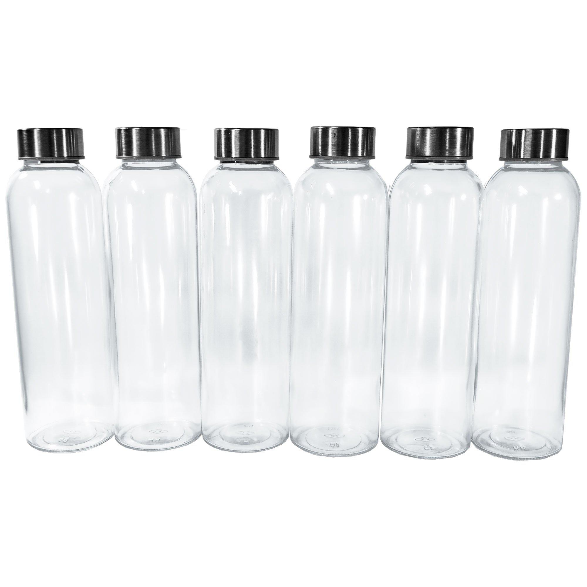 (24 Pack) 18 oz. Clear Glass Water Bottle with Sleeve and Stainless Steel Cap