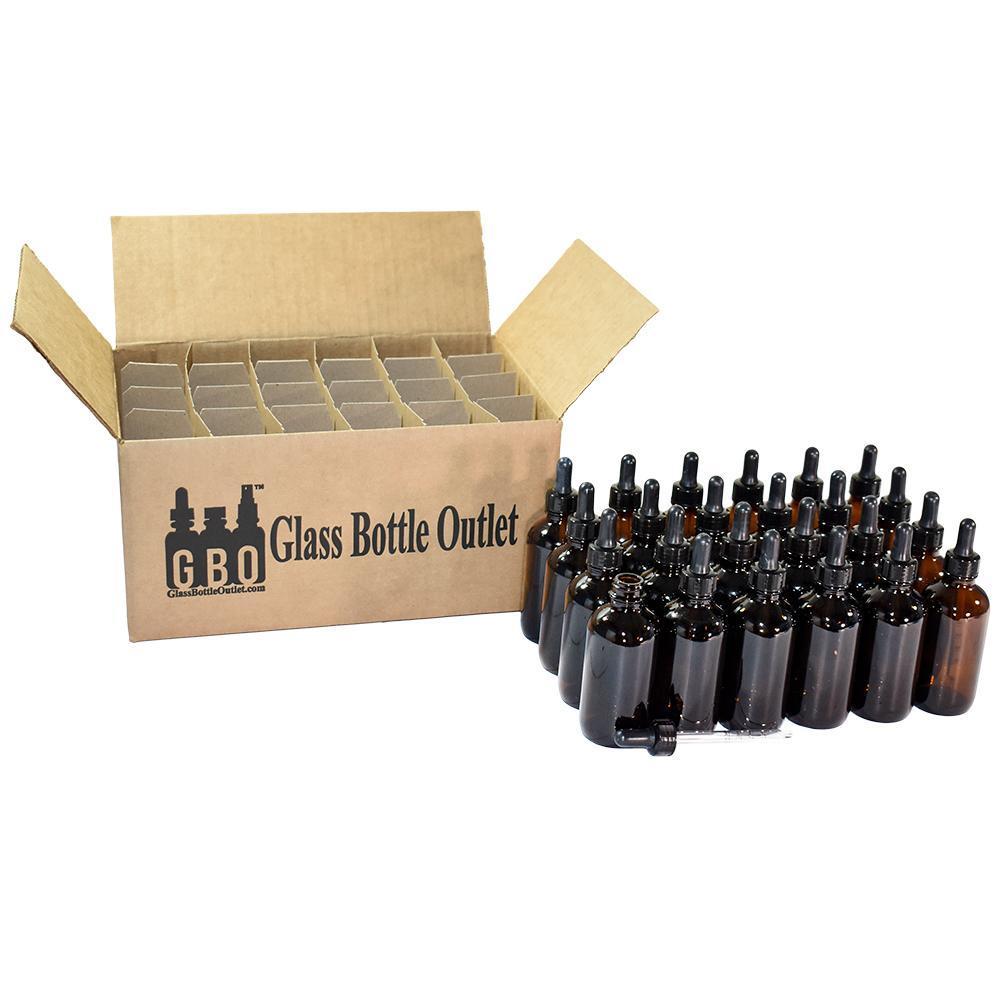 4 oz. Amber Boston Round with Nitrile Rubber Black Graduated Glass Dropper (22/400) (V7) (V12)