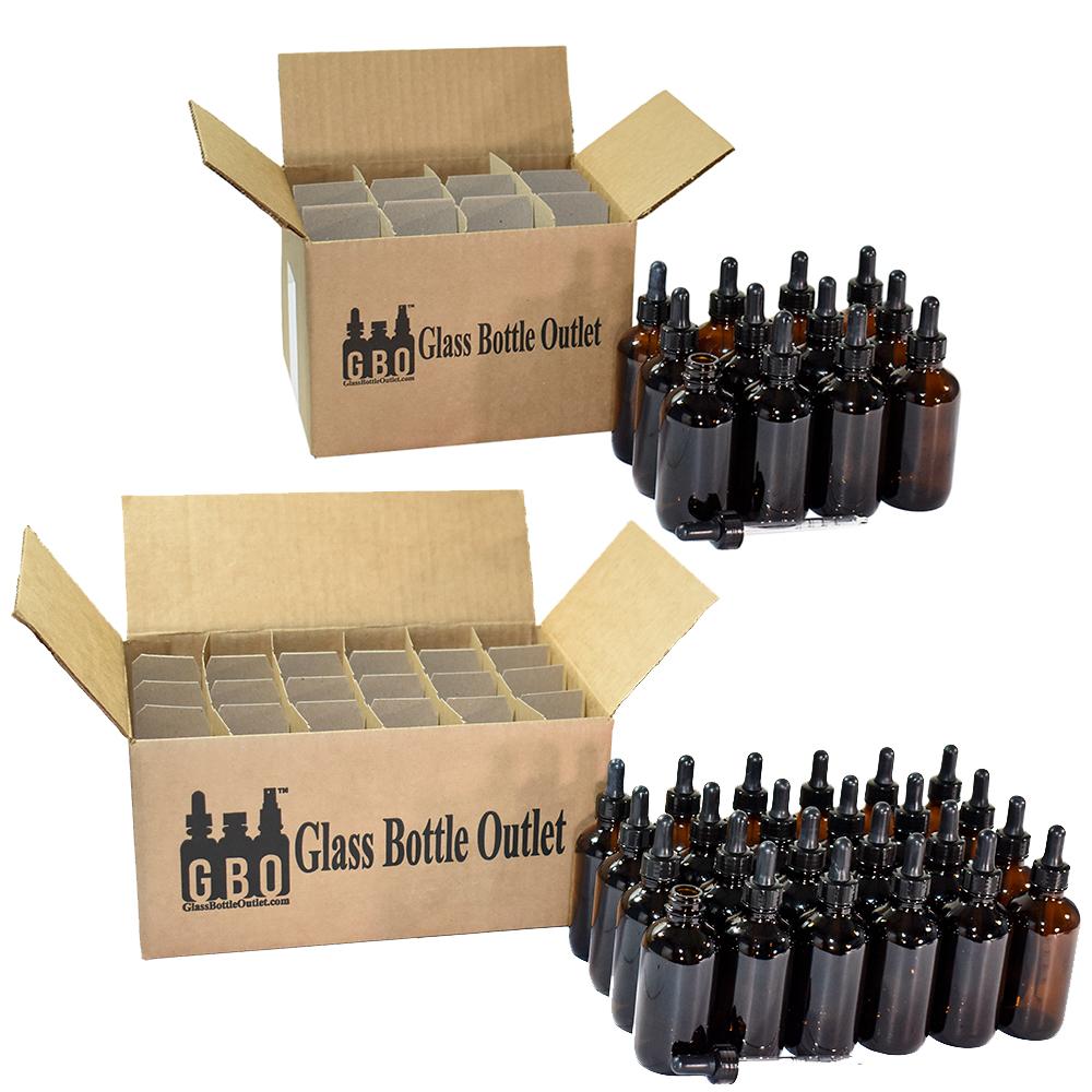 4 oz. Amber Boston Round with Nitrile Rubber Black Graduated Glass Dropper (22/400) (V7) (V12)