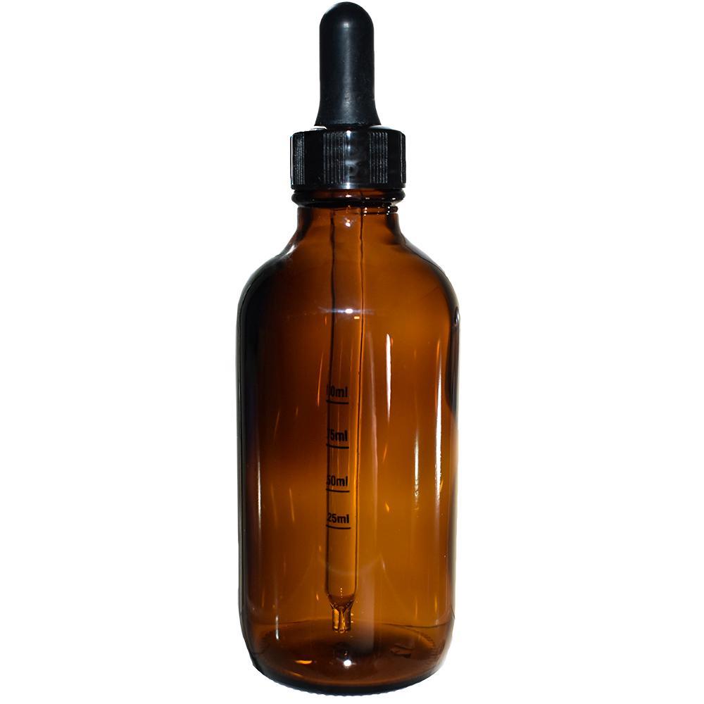 4 oz. Amber Boston Round with Nitrile Rubber Black Graduated Glass Dropper (22/400) (V7) (V12)
