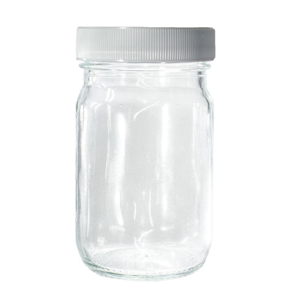 4 oz. Clear Glass Jar with White Plastic Cap (48/400) (V4) (V7)