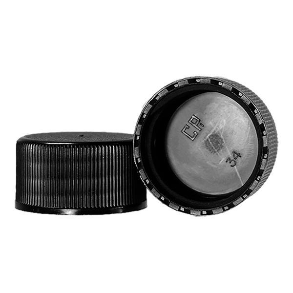 5 oz. Clear Glass Hot Sauce Bottle with Black Unlined Cap and Orifice Reducer (24/414) (V1)-24 (V1)