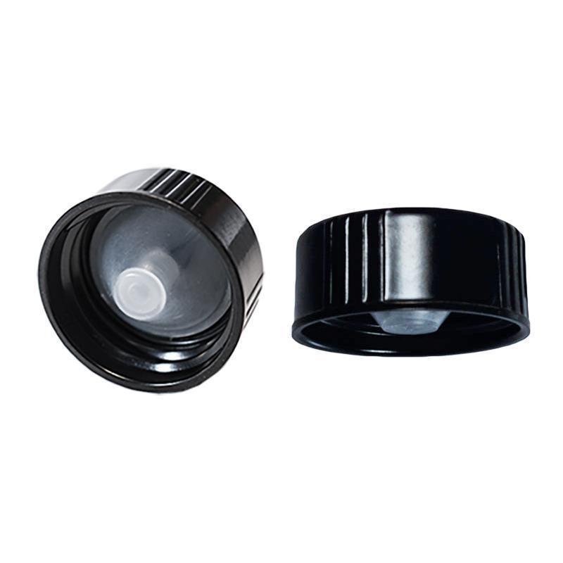 8 oz. Clear Boston Round with Black Poly Cone Cap (24/400) (V4) (V7)