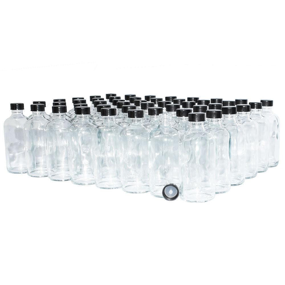 8 oz. Clear Boston Round with Black Poly Cone Cap (24/400) (V4) (V7)