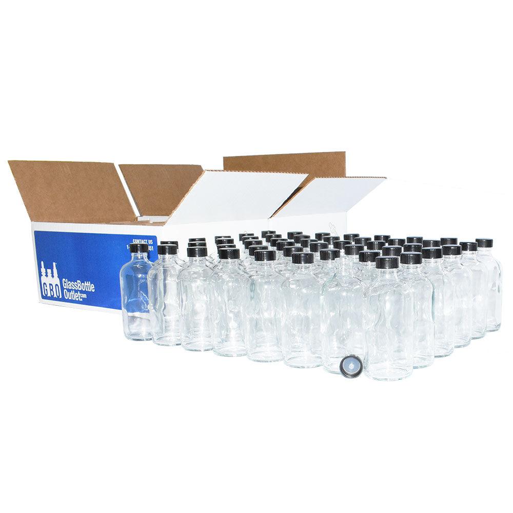 8 oz. Clear Boston Round with Black Poly Cone Cap (24/400) (V4) (V7)