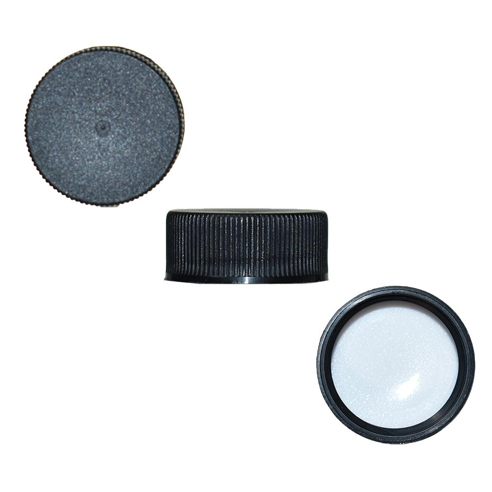 8 oz. Clear Boston Round with Reducer and Black Foam-Lined Cap (24/400) (V4) (V1)