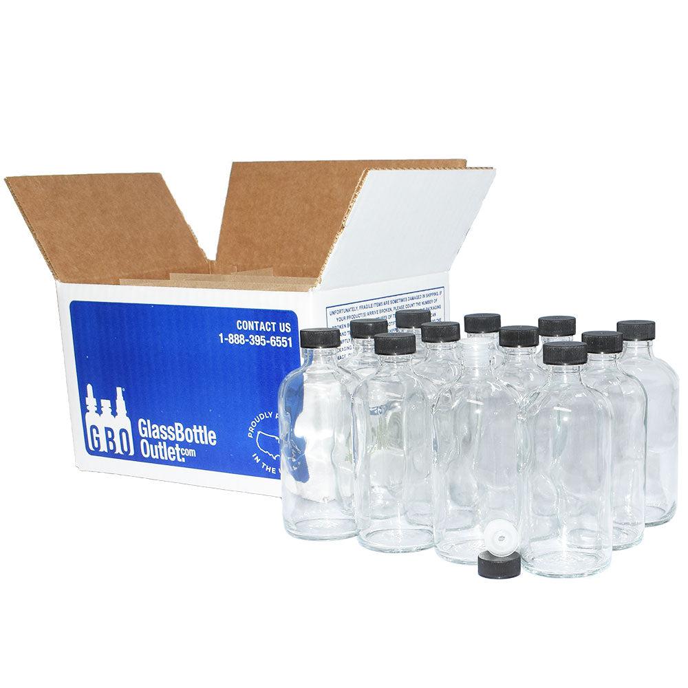 8 oz. Clear Boston Round with Reducer and Black Foam-Lined Cap (24/400) (V4) (V1)