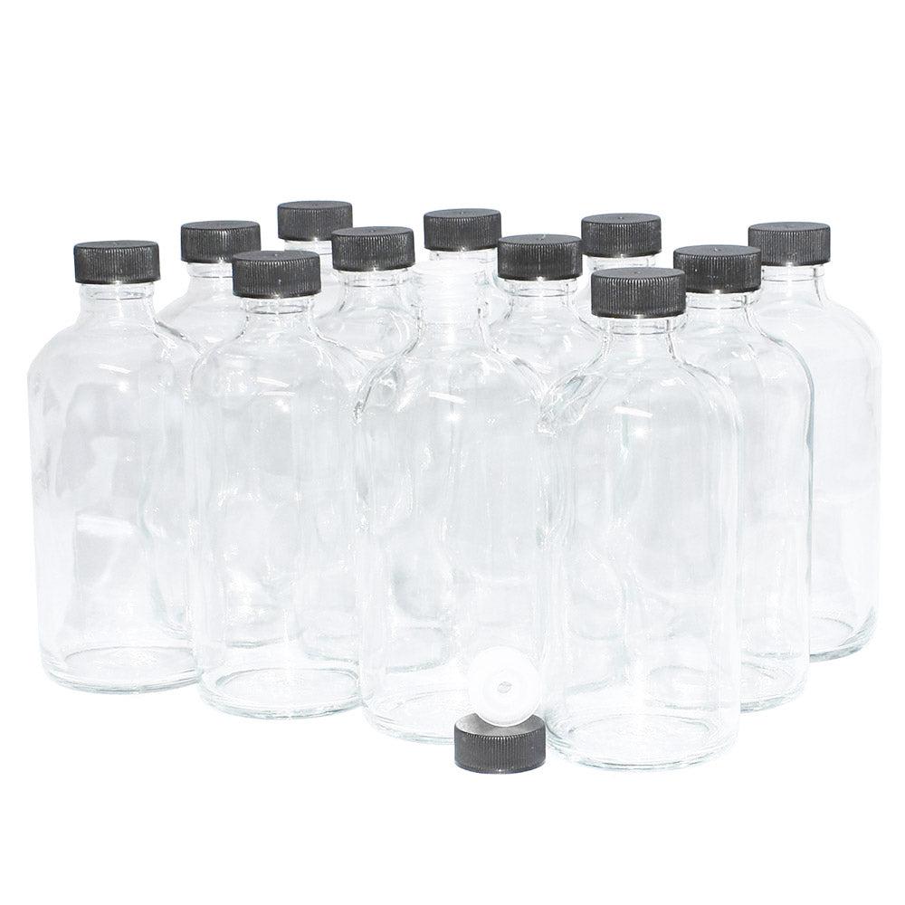 8 oz. Clear Boston Round with Reducer and Black Foam-Lined Cap (24/400) (V4) (V1)