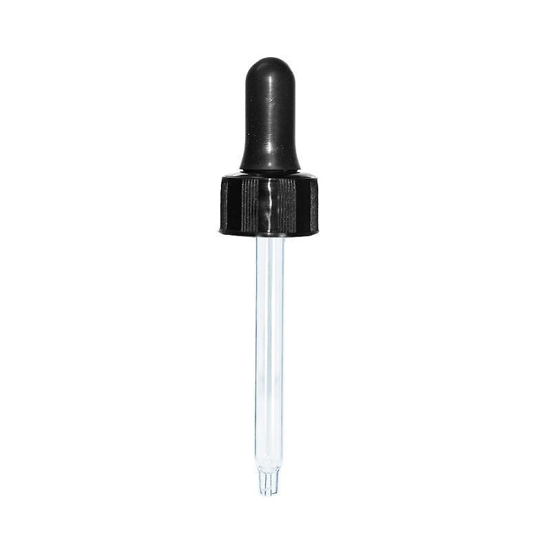Black Glass Dropper with Nitrile Rubber (20-400) (1 oz.) (V12)