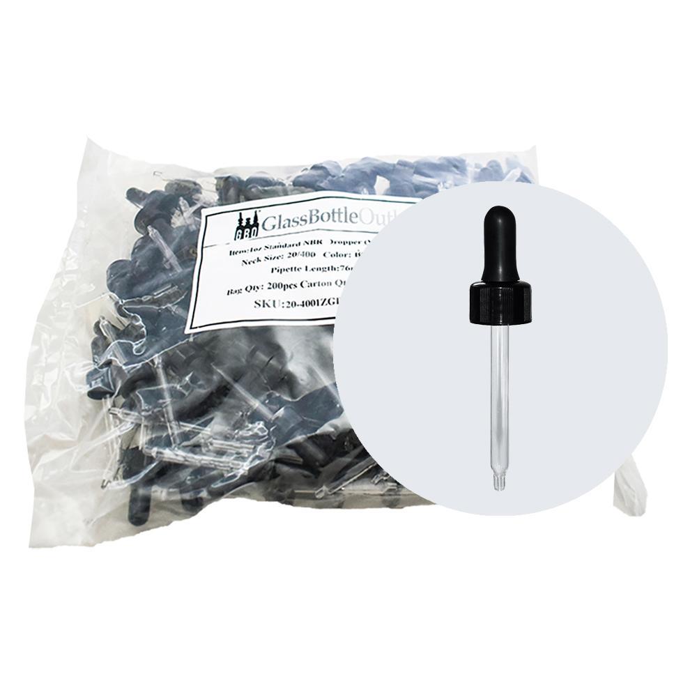 Black Glass Dropper with Nitrile Rubber (20-400) (1 oz.) (V12)