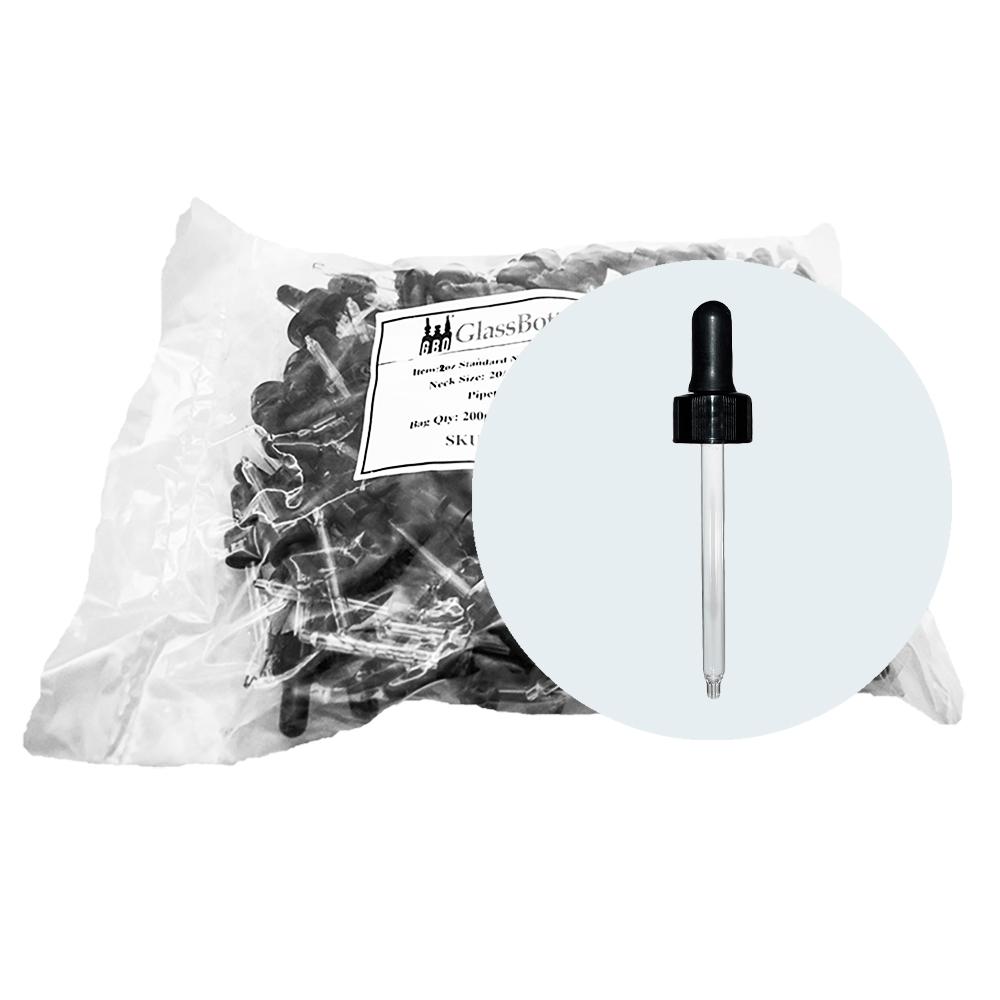 Black Glass Dropper with Nitrile Rubber (20-400) (2 oz.) (V12)