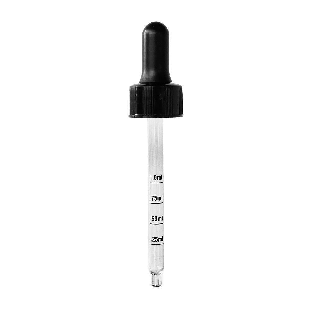 Black Graduated Glass Dropper with Nitrile Rubber (20-400) (2 oz.) (V12)