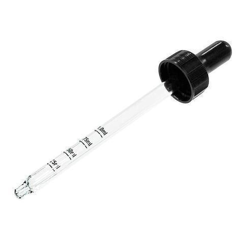 Black Graduated Glass Dropper with Nitrile Rubber (22-400) (4 oz.) (V12)
