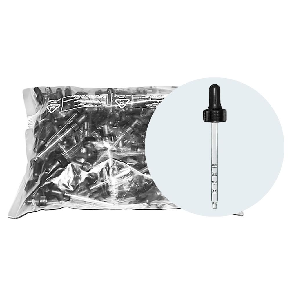 Black Graduated Glass Dropper with Nitrile Rubber (22-400) (4 oz.) (V12)