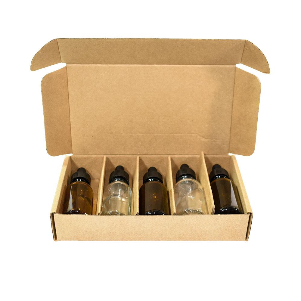 Kraft Corrugated Box with 5 Dividers (Fits 5 1 oz. Boston Round)