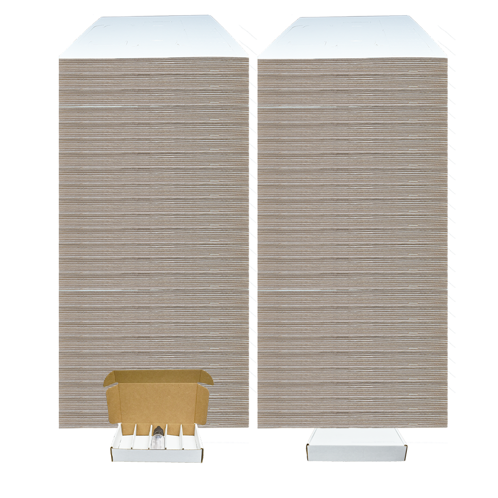 White Exterior / Kraft Interior Corrugated Box with 5 Dividers (Fits 5 1 oz. Boston Round)