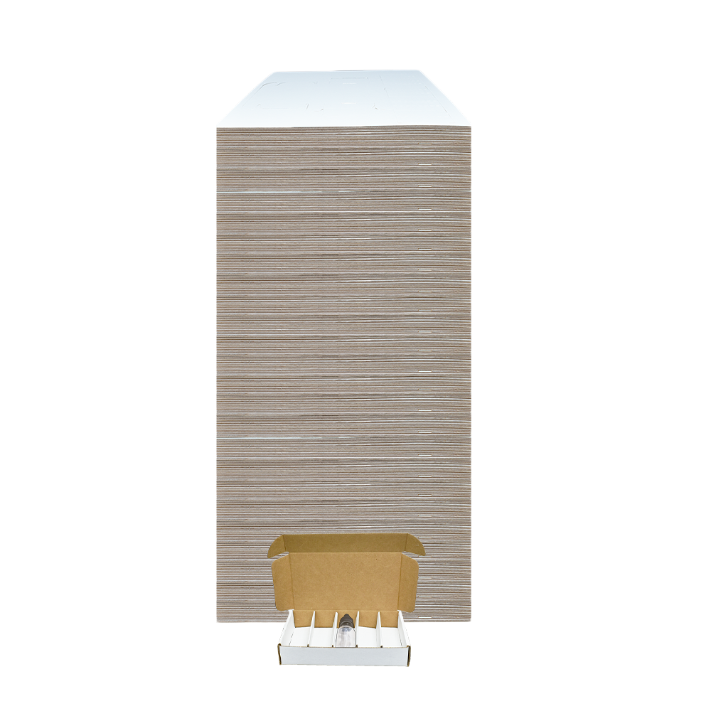 White Exterior / Kraft Interior Corrugated Box with 5 Dividers (Fits 5 1 oz. Boston Round)