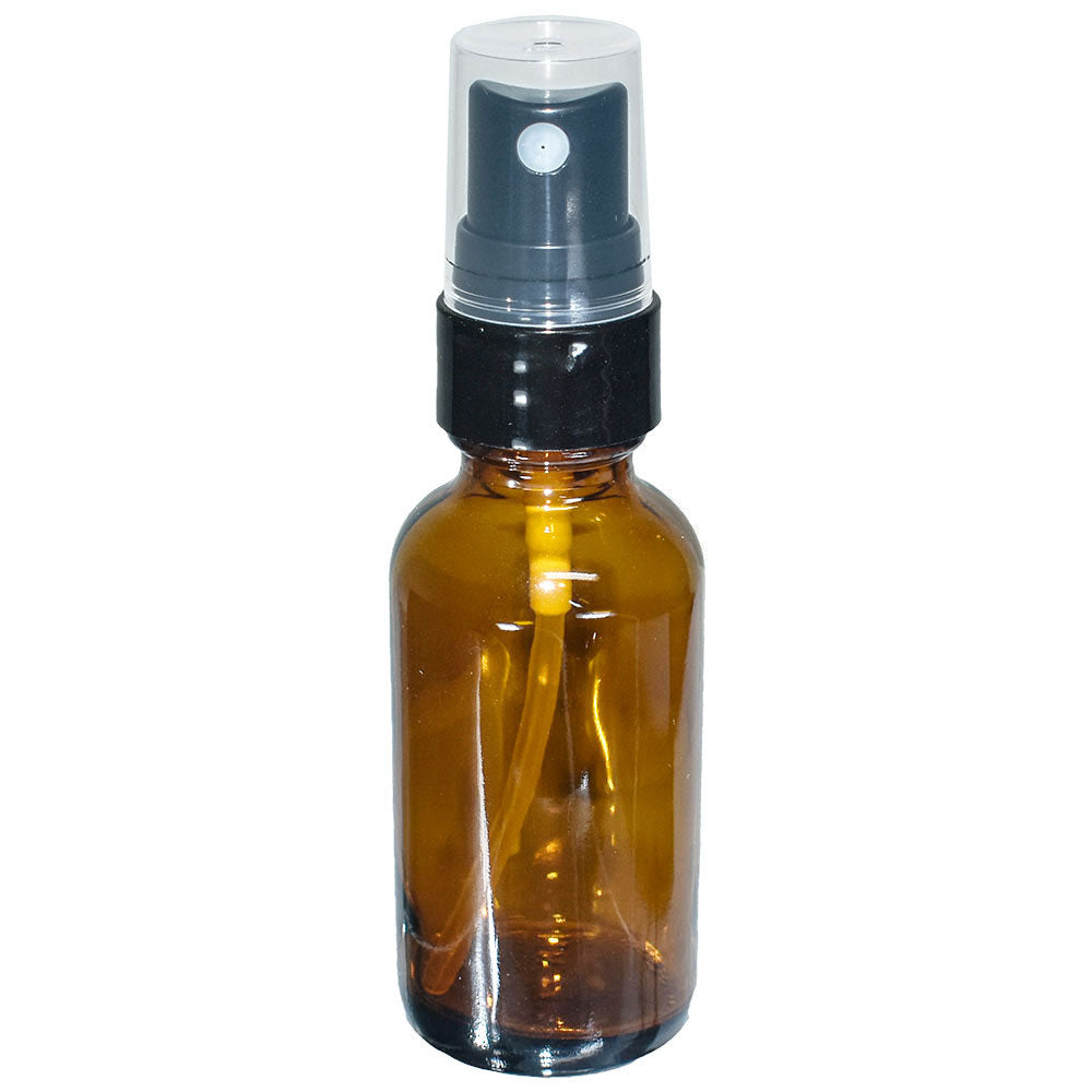 1 oz. Amber Boston Round with Black Fine-Mist Sprayer (Smooth) (.18 ml Per Spray) (20/400) (V23) (V15)