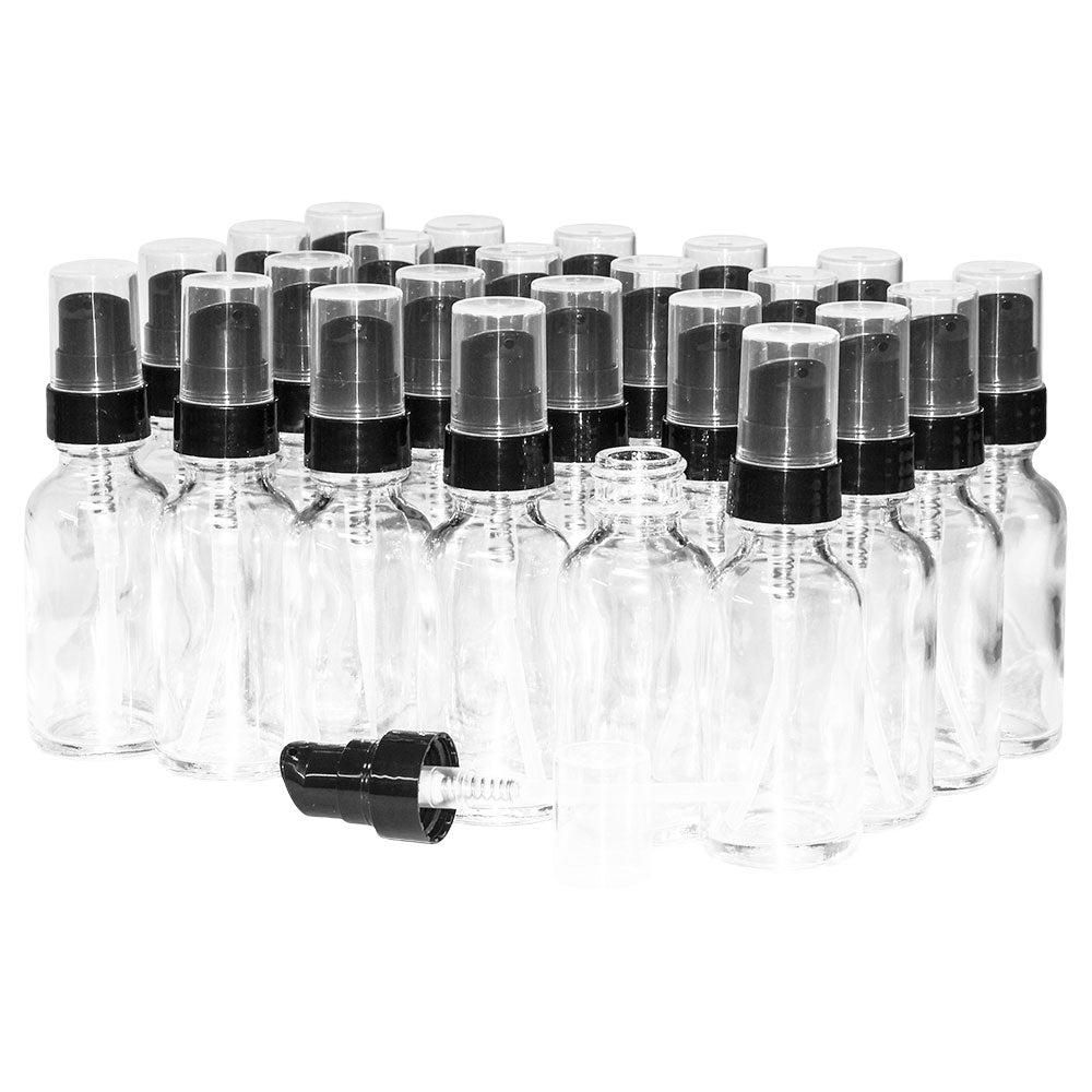 1 oz. Clear Boston Round with Black Treatment Pump (20/400) (V23) (V8)
