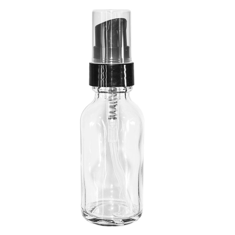 1 oz. Clear Boston Round with Black Treatment Pump (20/400) (V23) (V8)