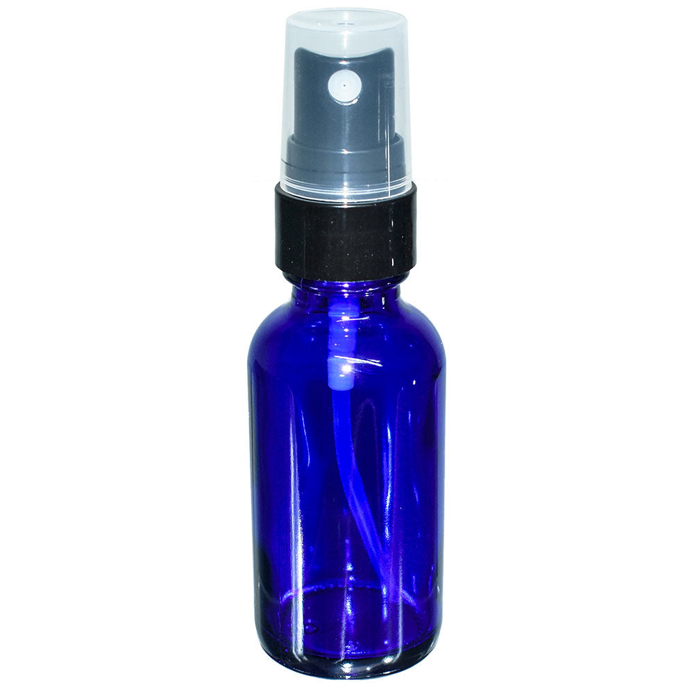 1 oz. Cobalt Blue Boston Round with Black Fine-Mist Sprayer (Smooth) (.18 ml Per Spray) (20/400) (V23) (V15)