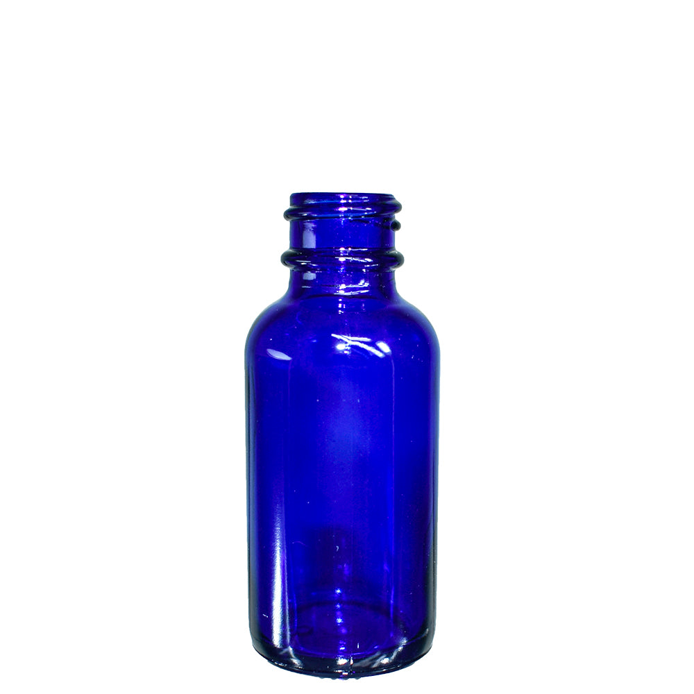 1 oz. Cobalt Blue Boston Round with Black Graduated Glass Dropper (20/400) (V23) (V20)