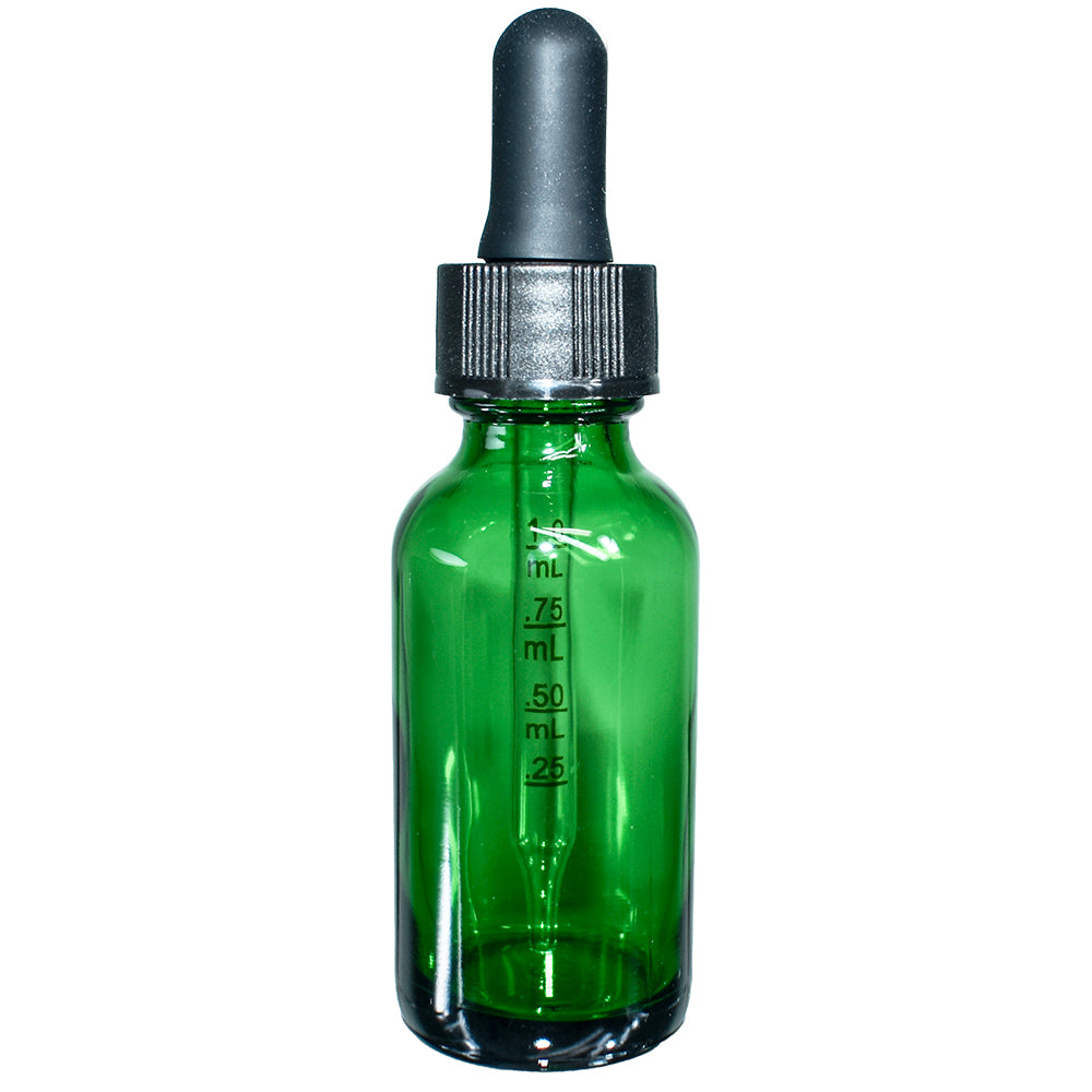 1 oz. Green Boston Round with Black Graduated Glass Dropper (20/400) (V23) (V20)