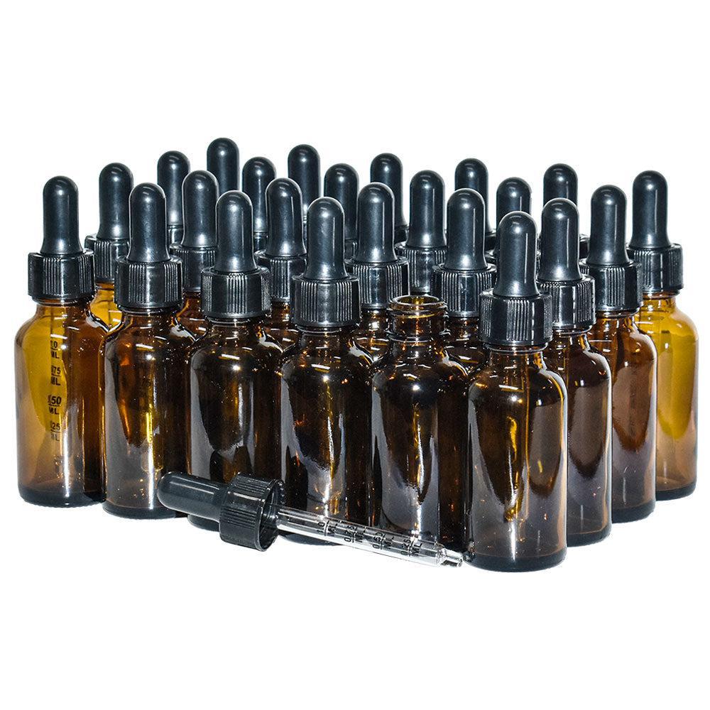 1 oz. Amber Boston Round with Black Graduated Nitrile Glass Dropper (20/400) (V23) (V5)