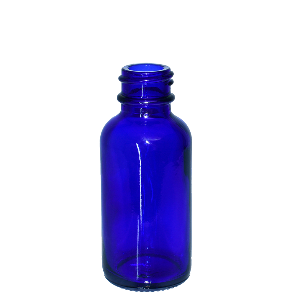 1 oz. Cobalt Blue Boston Round with Black Child-Resistant Dropper (20/400) (V23) (V8)