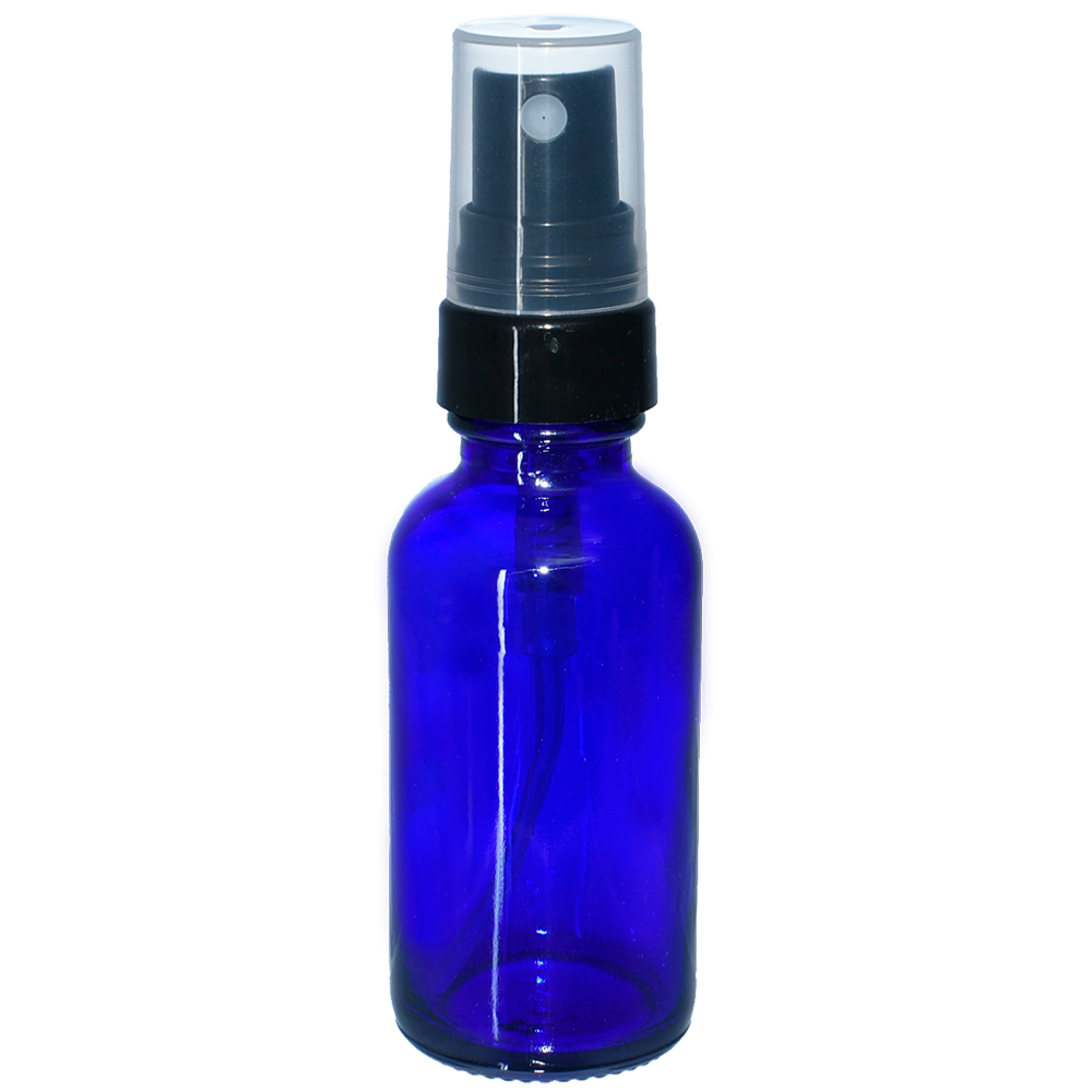 1 oz. Cobalt Blue Boston Round with Black Fine-Mist Sprayer (Smooth) (.16 ml Per Spray) (20/400) (V23) (V20)