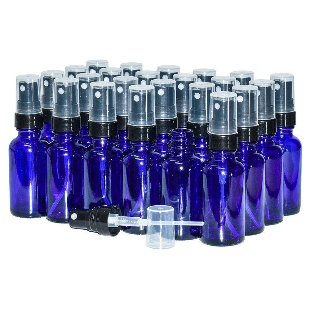 1 oz. Cobalt Blue Boston Round with Black Fine-Mist Sprayer (Smooth) (.16 ml Per Spray) (20/400) (V23) (V20)