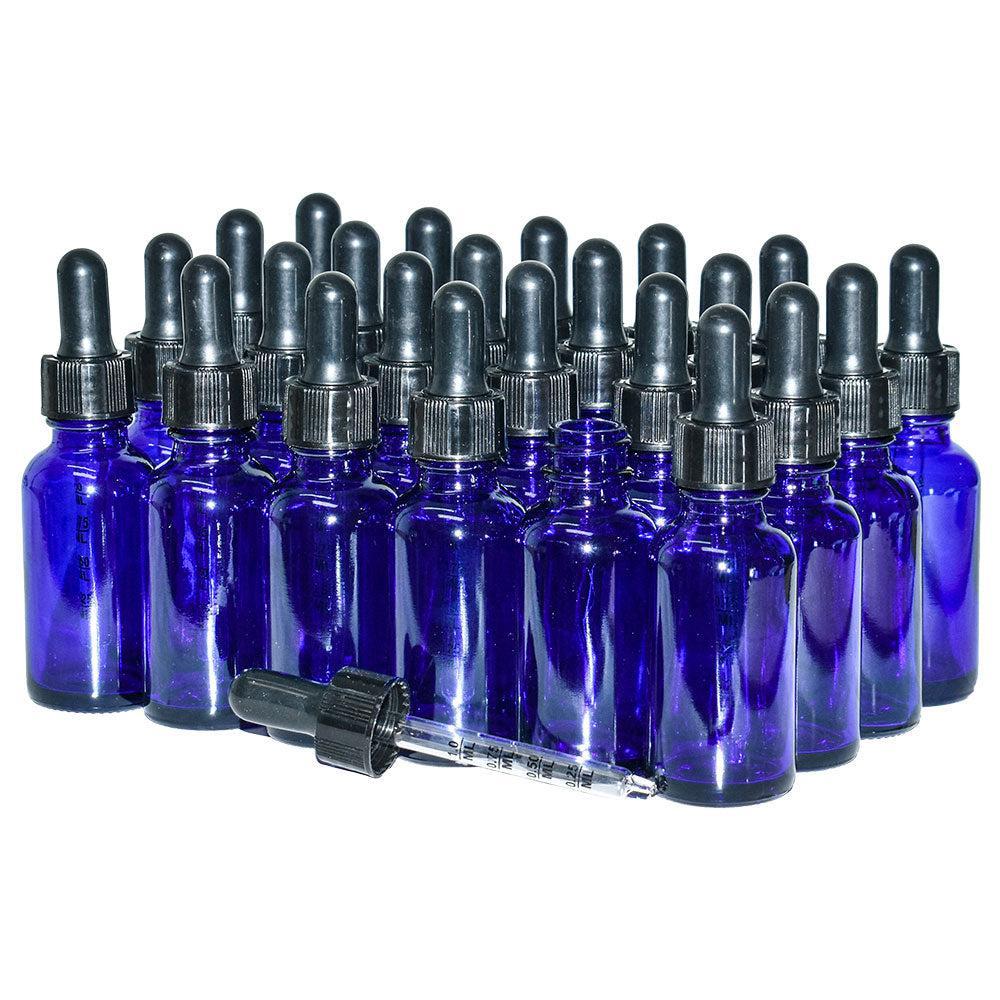 1 oz. Cobalt Blue Boston Round with Black Graduated Nitrile Glass Dropper (20/400) (V23) (V5)