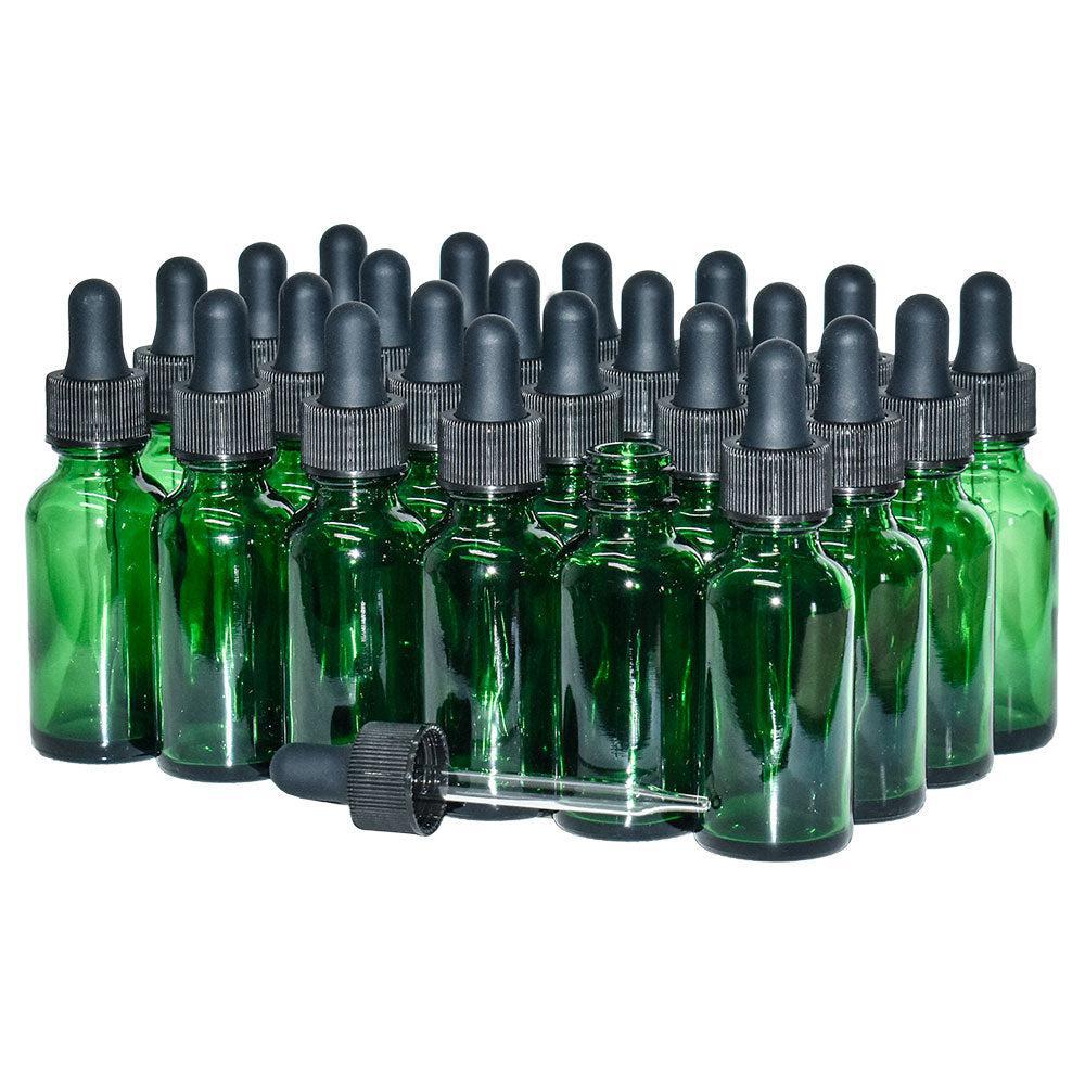 1 oz. Green Boston Round with Black Glass Dropper (20/400) (V23) (V8)