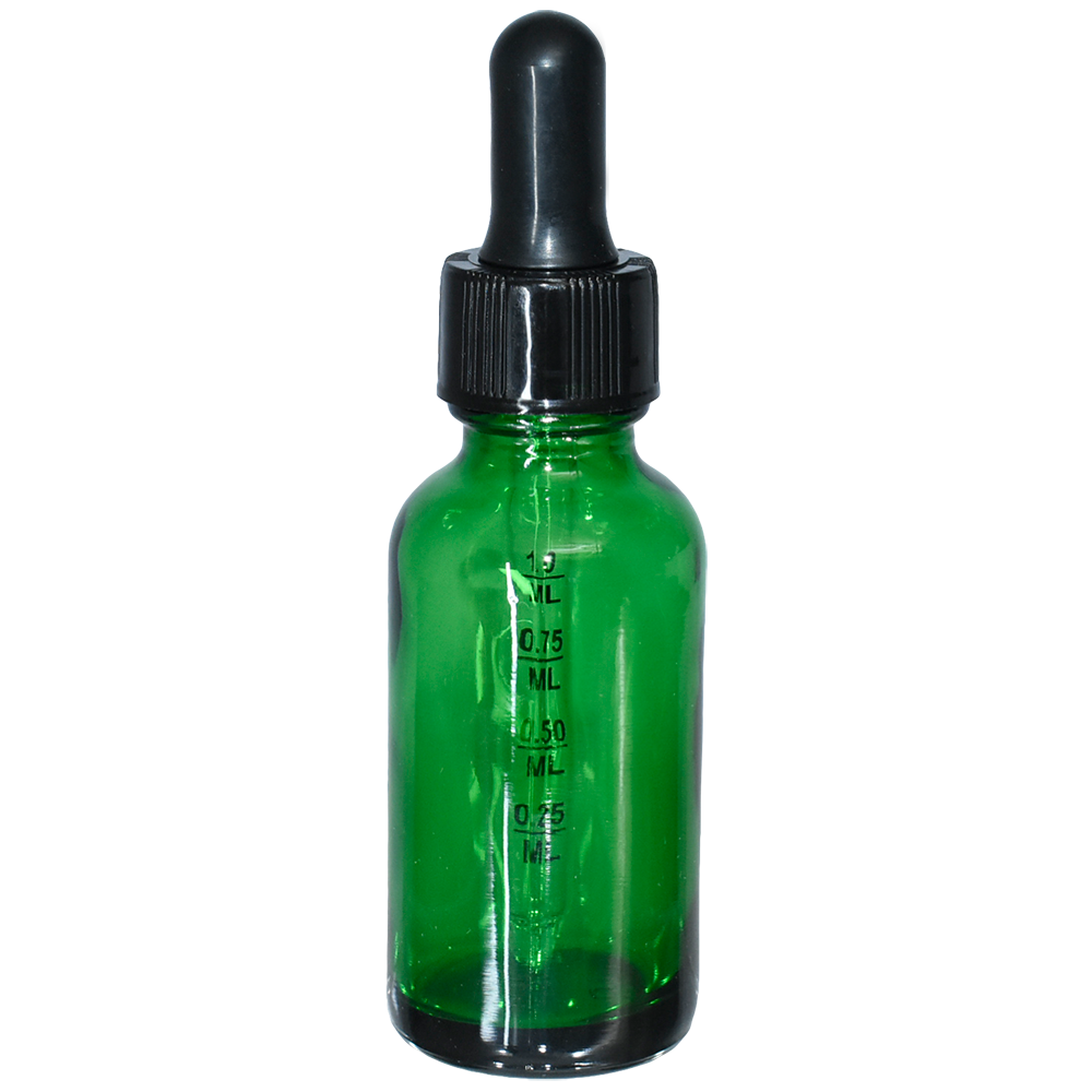 1 oz. Green Boston Round with Black Graduated Nitrile Glass Dropper (20/400) (V23) (V5)