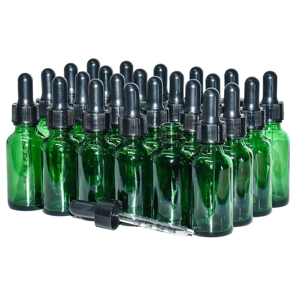 1 oz. Green Boston Round with Black Graduated Nitrile Glass Dropper (20/400) (V23) (V5)