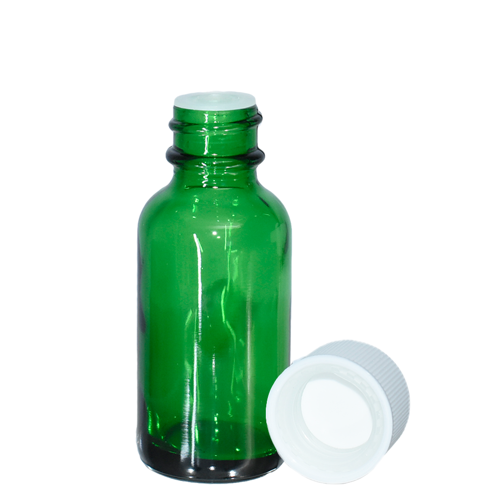 1 oz. Green Boston Round with Reducer and White Child-Resistant Cap (20/400) (V23) (V1)