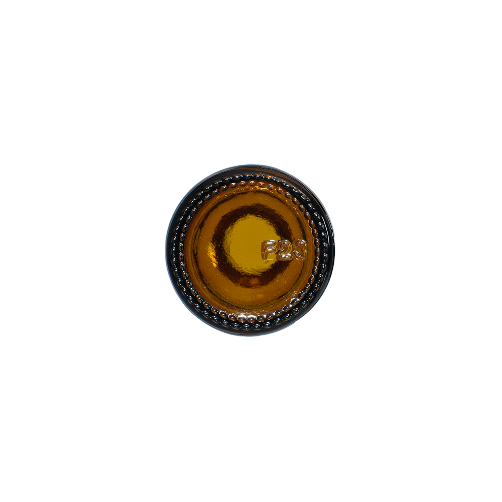 1 oz. Amber Boston Round with Reducer and White Cap (20/400) (V8) (V1)-Glass Bottle Outlet
