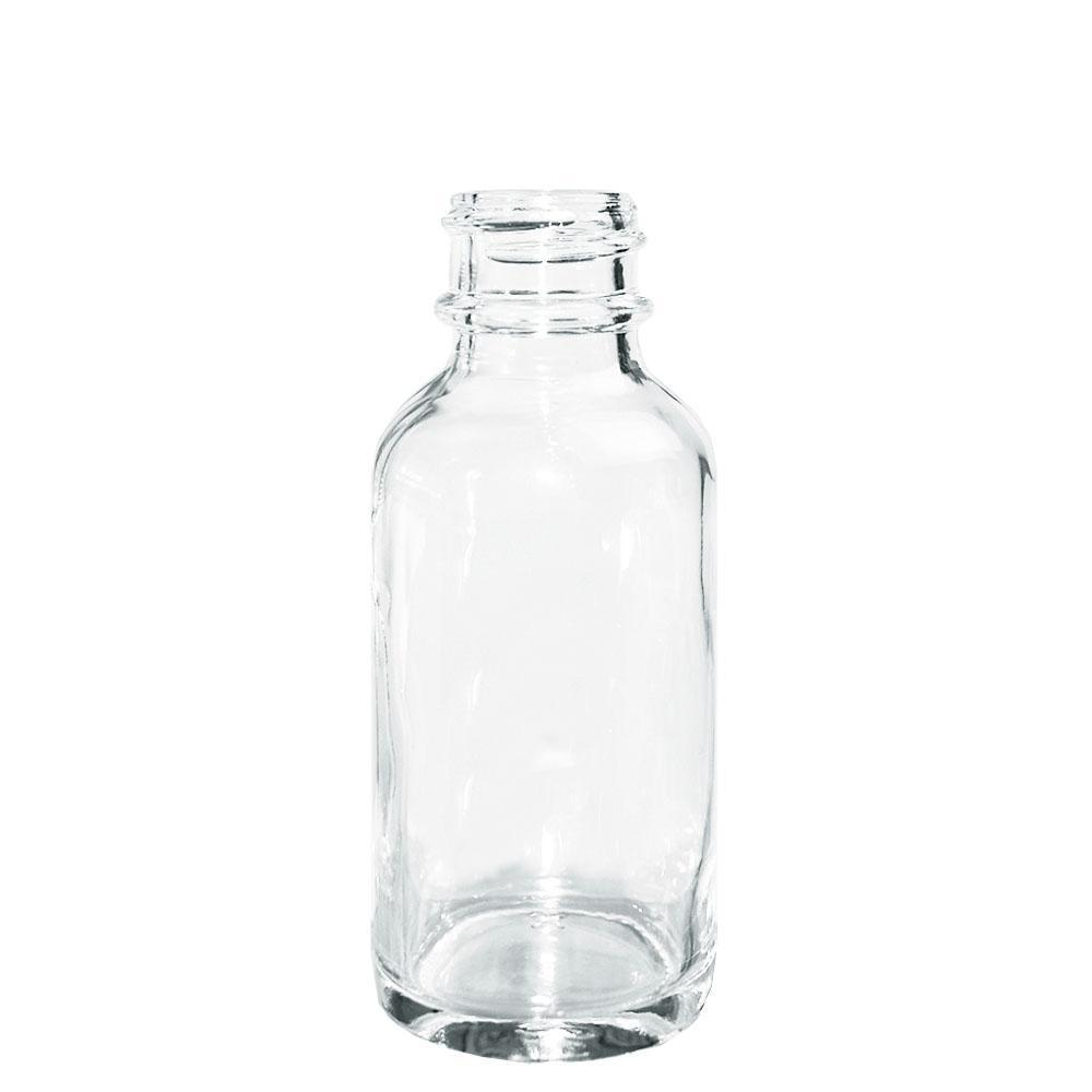 1 oz. Clear Boston Round with White Cap (20/400) (V23) (V1)-Glass Bottle Outlet