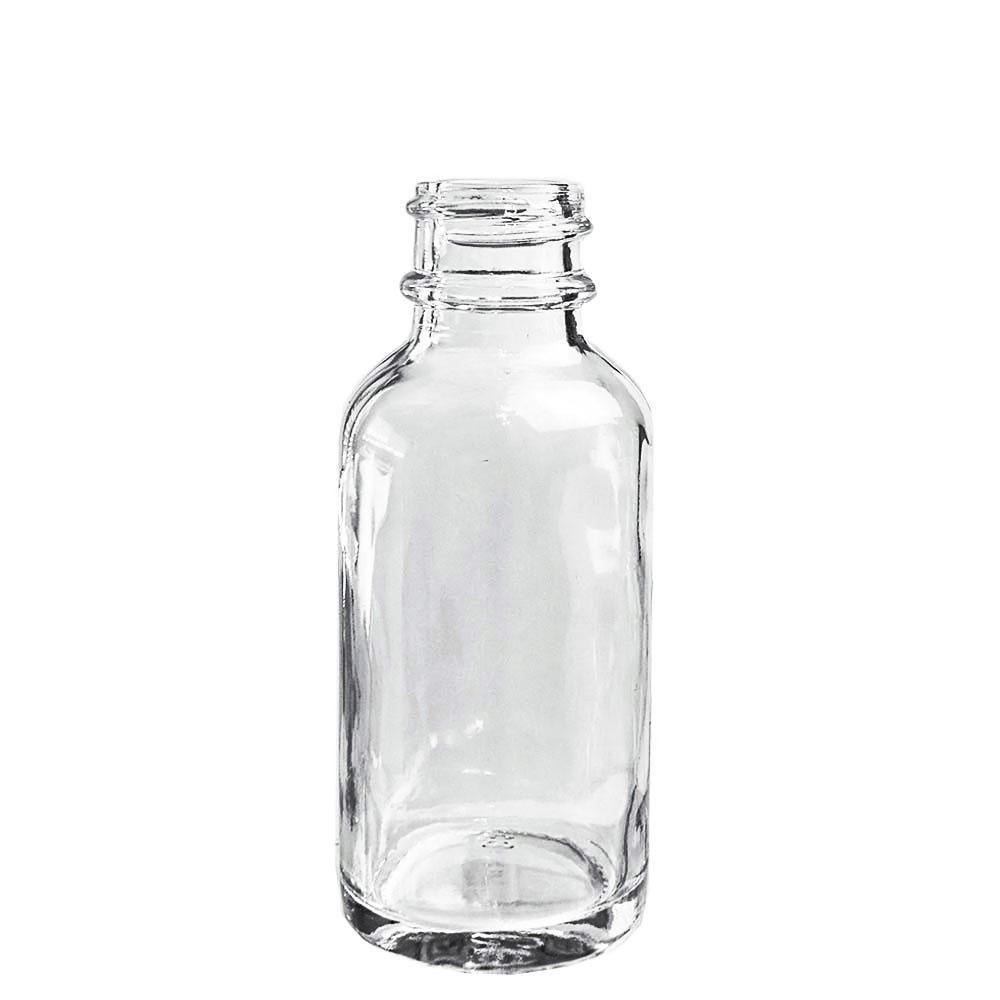 1 oz. Clear Boston Round with White Child-Resistant Cap (20/400) (V23) (V1)-Glass Bottle Outlet