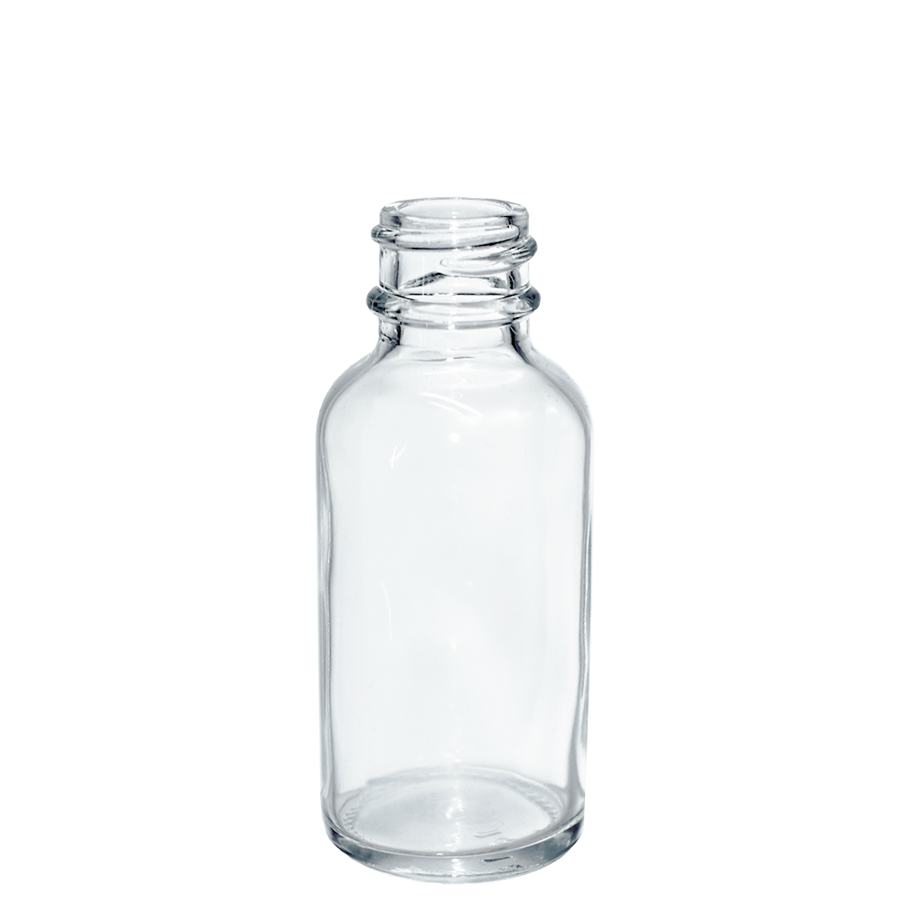 1 oz. Clear Boston Round with White Cone Lined Cap (20/400) (V23) (V20)-Glass Bottle Outlet