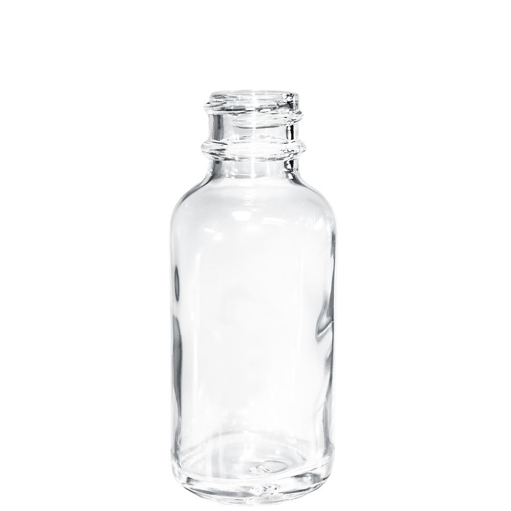 1 oz. Clear Boston Round with White Glass Dropper (20/400) (V23) (V8)-Glass Bottle Outlet