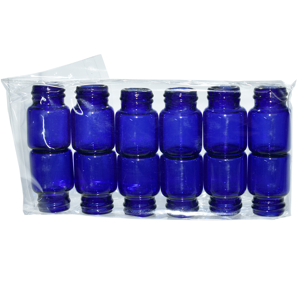 1/4 Dram Cobalt Blue Glass Bottle with Black Phenolic Cap (13/425) (V2) (V2)
