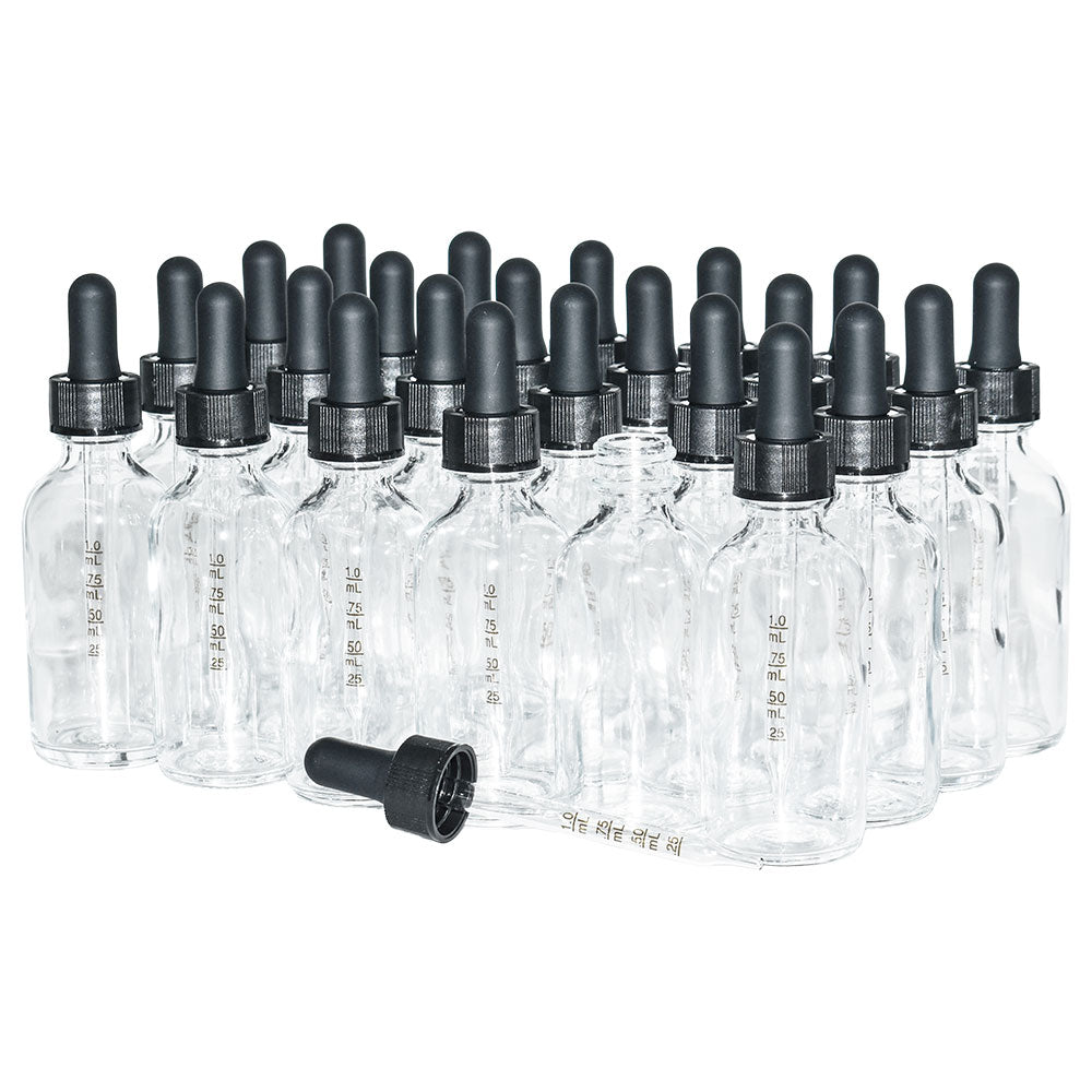 2 oz. Clear Boston Round with Black Graduated Glass Dropper (20/400) (V23) (V20)