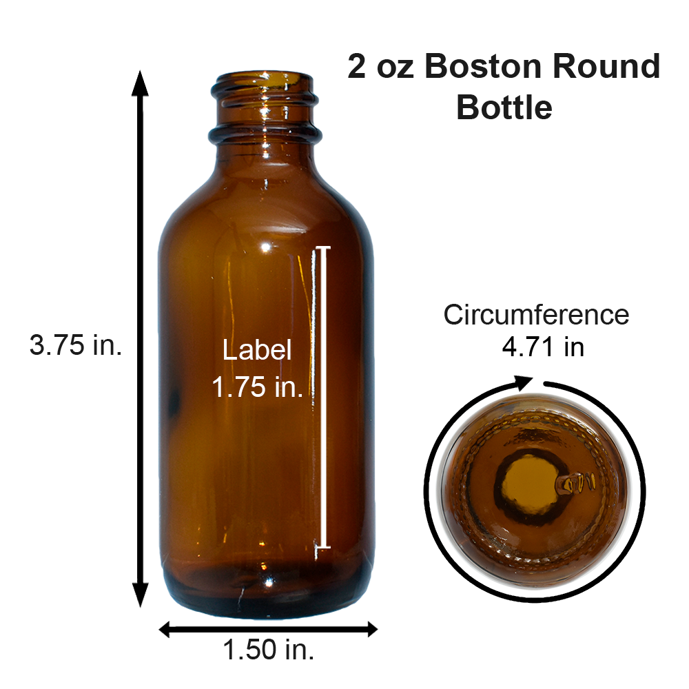 2 oz. Amber Boston Round with Black Child-Resistant Glass Dropper (20/400) (V23) (V8)