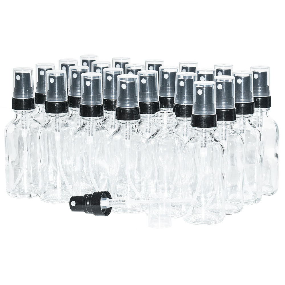 2 oz. Clear Boston Round with Black Fine-Mist Sprayer (.16 ml Per Spray) (20/400) (V23) (V20)