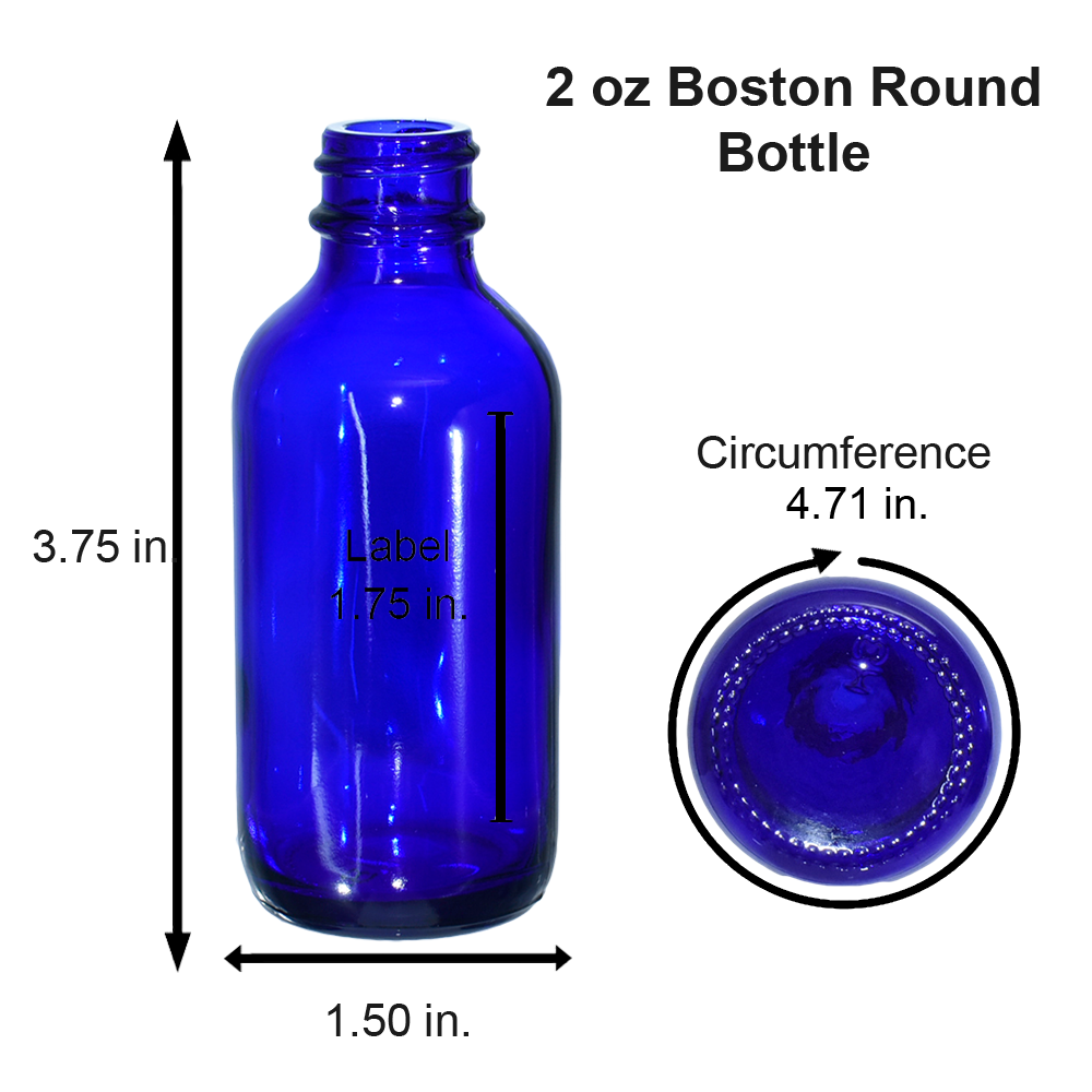 2 oz. Cobalt Blue Boston Round with Black Cap (20/400) (V23) (V6)