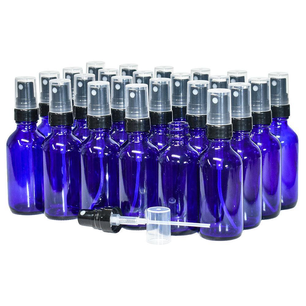 2 oz. Cobalt Blue Boston Round with Black Fine-Mist Sprayer (.16 ml Per Spray) (20/400) (V23) (V20)