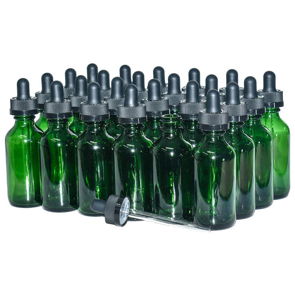 2 oz. Green Boston Round with Black Child-Resistant Glass Dropper (20/400) (V23) (V8)