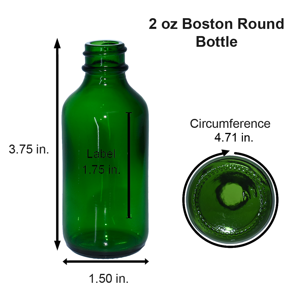 2 oz. Green Boston Round with Black Glass Dropper (20/400) (V23) (V20)